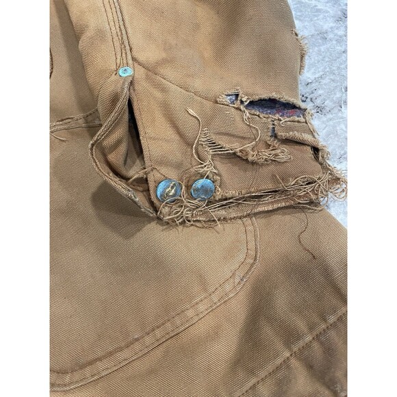 Vintage Carhartt Tan Button Mens 42 Duck Canvas Chore Jacket Blanket Lined USA - Picture 3 of 14